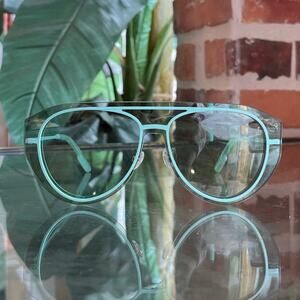 KENZO KZ40032U Blue Acetate Aviator Rimless Sunglasses